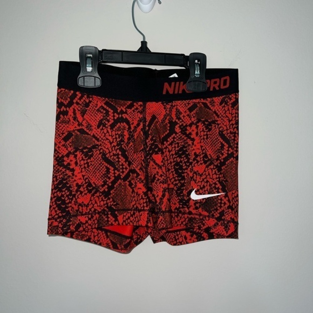 Nike Red and Black Snake Print Shorts Nike workout spandex shorts XS